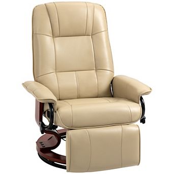 HOMCOM Faux Leather Manual Recliner with Swivel Wood Base,