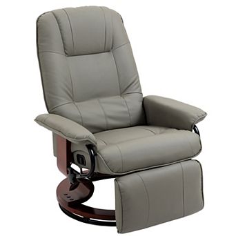 HOMCOM Air Leather Manual Recliner with Swivel Wood Base