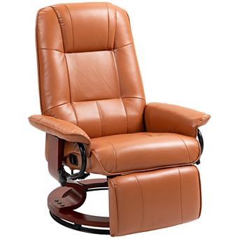 HOMCOM Air Leather Manual Recliner with Swivel Wood Base
