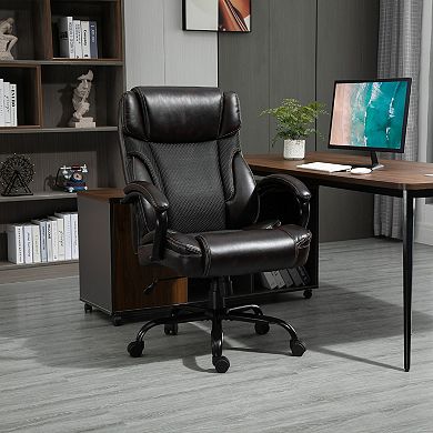 Vinsetto 484LBS Big and Tall Ergonomic Executive Office Chair with Wide Seat High Back Adjustable Computer Task Chair Swivel PU Leather Brown