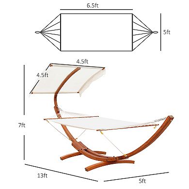 Hammock Swing Bed Outdoor Patio Lounger With Sun Shade For Balcony
