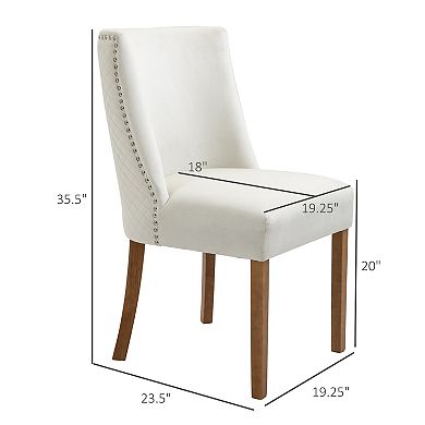 Set Of 2 Modern Dining Room Chairs W/ High Back & Upholstered Seats, Cream White