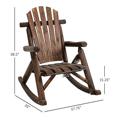 Outsunny Outdoor Adirondack Style Wooden Rocking Chair, Small