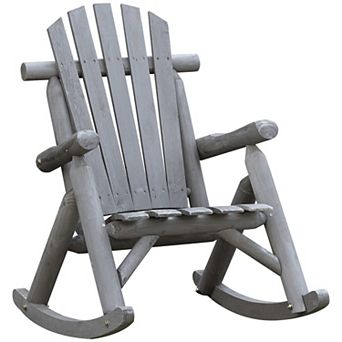 Outsunny Outdoor Adirondack Style Wooden Rocking Chair, Small