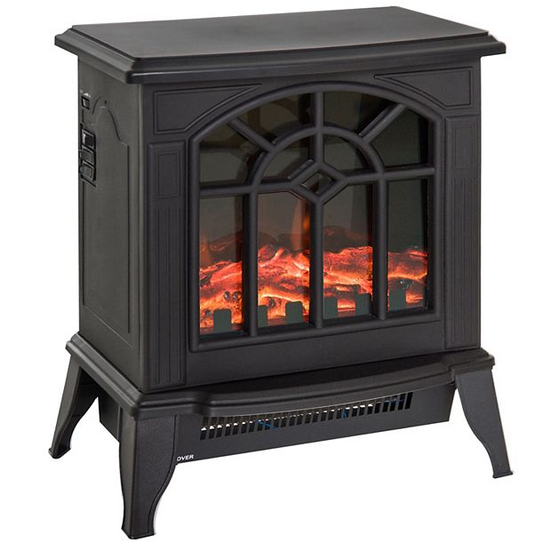 HOMCOM Electric Fireplace Heater Freestanding Fireplace Stove with  Realistic Log Flame LED Effect and Overheat Protection