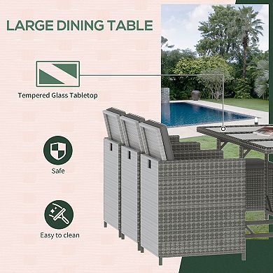 11pc Rattan Sofa Set Outdoor Patio Wicker Dining Furniture Cushioned Seat Table