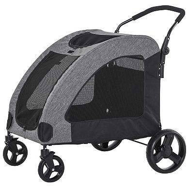 PawHut Pet Stroller Universal Wheel with Storage Basket Grey