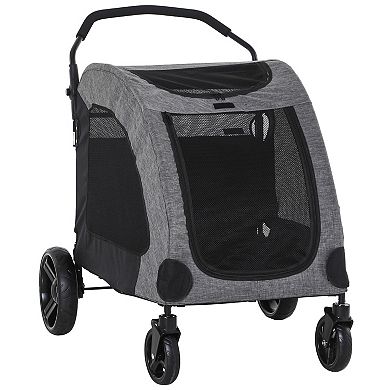 PawHut Pet Stroller Universal Wheel with Storage Basket Grey