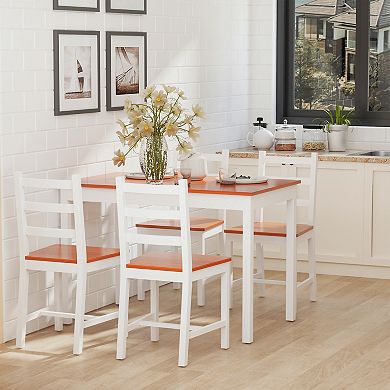 5pc Dining Table Chairs Set Solid Wood Kitchen Breakfast Dinette Furniture