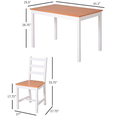 5pc Dining Table Chairs Set Solid Wood Kitchen Breakfast Dinette Furniture
