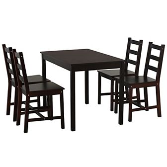 5 pc Dining Table Chairs Set Solid Wood Kitchen Breakfast Dinette Furniture