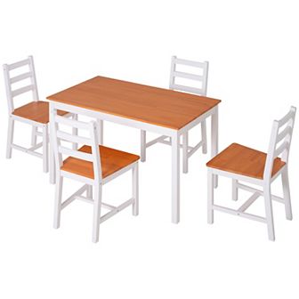 5 pc Dining Table Chairs Set Solid Wood Kitchen Breakfast Dinette Furniture