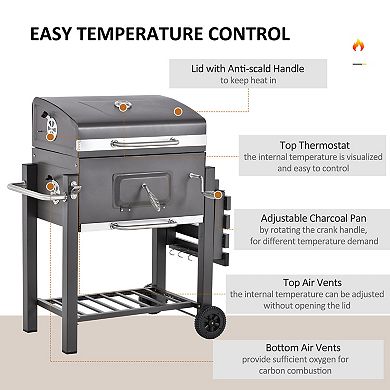 Outsunny Charcoal BBQ Grill, Outdoor Portable Cooker