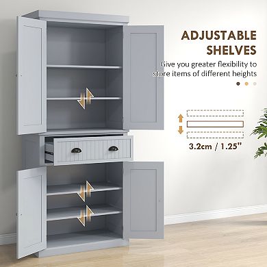 HOMCOM 72inch Kitchen Pantry Storage Cabinet with Drawer, Adjustable Shelves