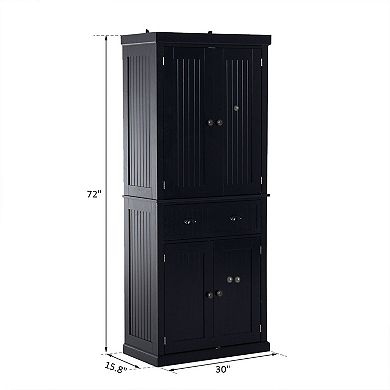 HOMCOM 72" Kitchen Pantry Cabinet Cupboard with Doors, Dark Blue