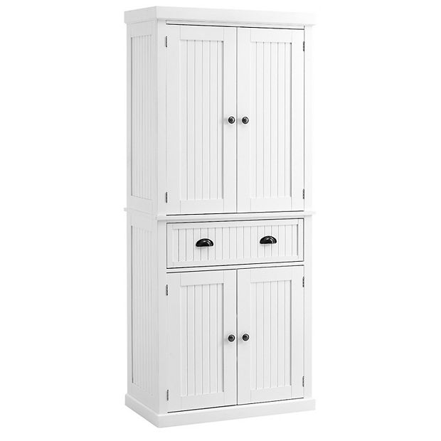 HOMCOM 72 Traditional Freestanding Kitchen Pantry Cupboard with 2 Cabinet, Drawer