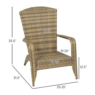Outsunny PE Rattan Adirondack Lounge Patio Fire Pit Chair