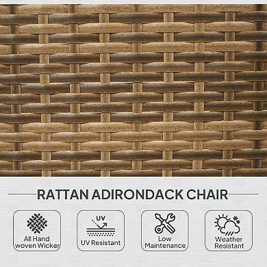 Outsunny PE Rattan Adirondack Lounge Patio Fire Pit Chair