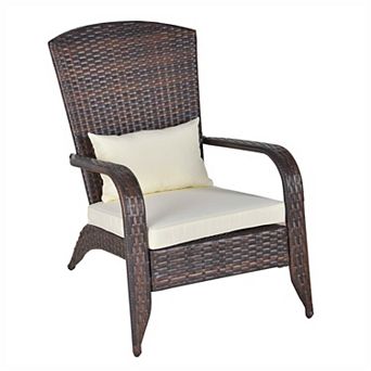 Outsunny PE Rattan Adirondack Lounge Patio Fire Pit Chair