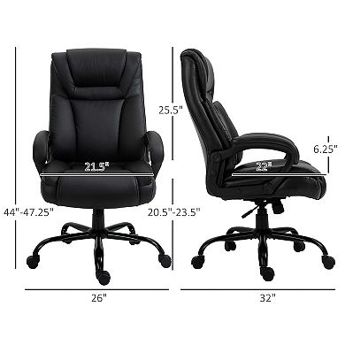 Vinsetto Big and Tall 400lbs Executive Office Chair with Wide Seat Computer Desk Chair with High Back PU Leather Ergonomic Upholstery Adjustable Height and Swivel Wheels White