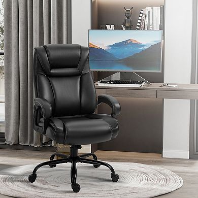 Vinsetto Big and Tall 400lbs Executive Office Chair with Wide Seat Computer Desk Chair with High Back PU Leather Ergonomic Upholstery Adjustable Height and Swivel Wheels White