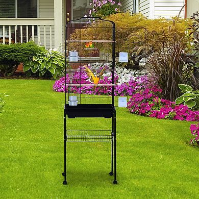 Pawhut Handle/wheels Large Bird Cage Aviary, Parakeet & Parrot Cage