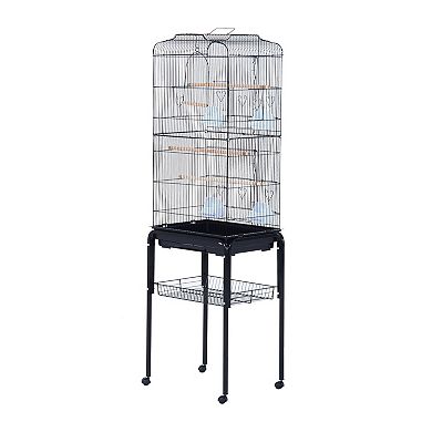 Pawhut Handle/wheels Large Bird Cage Aviary, Parakeet & Parrot Cage