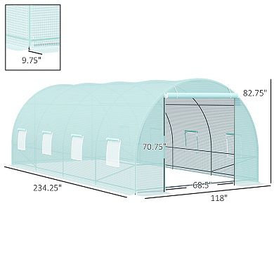 Outsunny 20x10x7ft Heavy Duty Walk-in Greenhouse Outdoor Plant Vegetables Grow