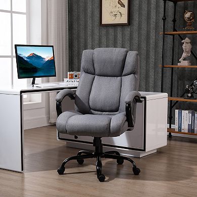 Vinsetto High Back Big and Tall Executive Office Chair 484lbs with Wide Seat Computer Desk Chair with Linen Fabric Adjustable Height Swivel Wheels Light Grey