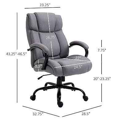 Vinsetto High Back Big and Tall Executive Office Chair 484lbs with Wide Seat Computer Desk Chair with Linen Fabric Adjustable Height Swivel Wheels Light Grey