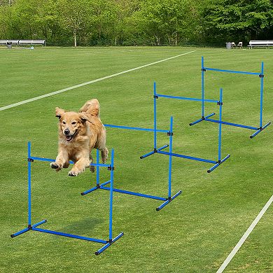 New Canine Agility Set Dog Jumping Training Obstacles Course Free Standing White