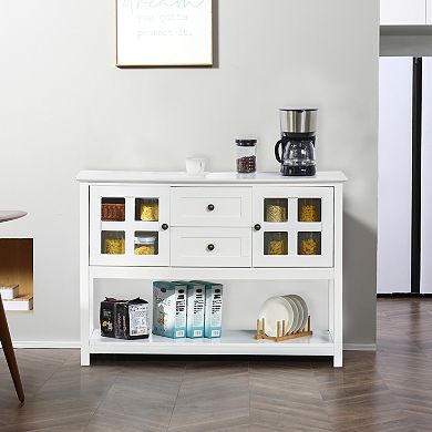 Modern Kitchen Sideboard Buffet Storage Cabinet W/ Adjustable Shelves White