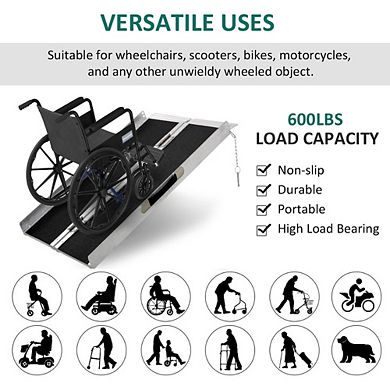 Folding Aluminum Wheelchair Ramp Portable Mobility Scooter Carrier, 600lbs