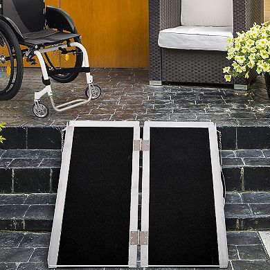 Folding Aluminum Wheelchair Ramp Portable Mobility Scooter Carrier, 600lbs