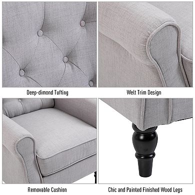 Homcom Accent Chair Button-tufted Armchair With Wingback Round Arms