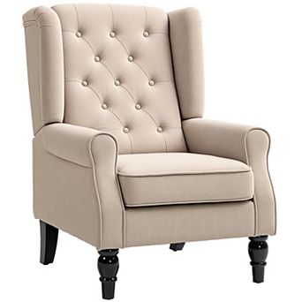 HOMCOM Button-Tufted Accent Chair with High Wingback, Rounded Cushioned Armrests