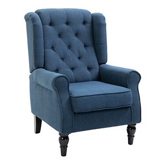 Homcom Accent Chair Button-tufted Armchair With Wingback Round Arms