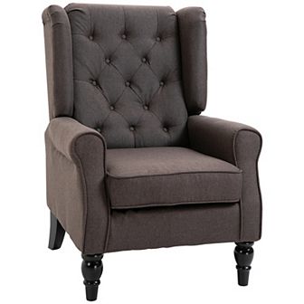Homcom Accent Chair Button-tufted Armchair With Wingback Round Arms