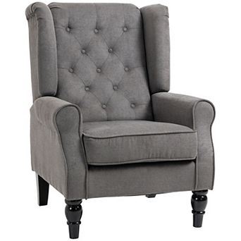Homcom Accent Chair Button-tufted Armchair With Wingback Round Arms