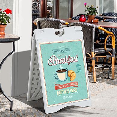 A-frame Folding Sign Double Sided Sign Stand Weatherproof Outside, Black