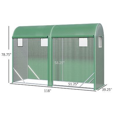 Outsunny 10'x3'x7' Tunnel Greenhouse Garden Hot House w/ Large Roll-up Windows