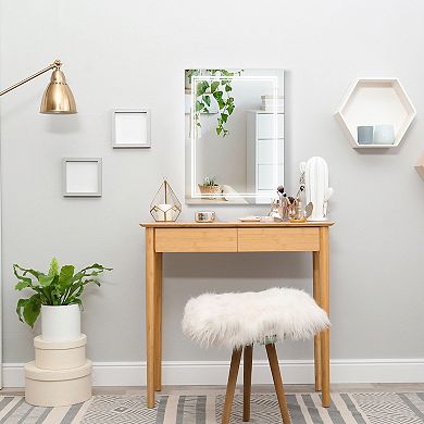 Wall Mounted Vanity Closet Mirror With Finger Swipe Function For Light, Silver