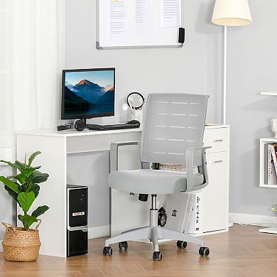 Vinsetto Mid Back Home Office Chair Task Computer Desk Chair with Lumbar Support and Adjustable Height Grey
