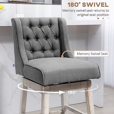 Homcom Counter Height Bar Stools Set Of 2, 180 Swivel Barstools