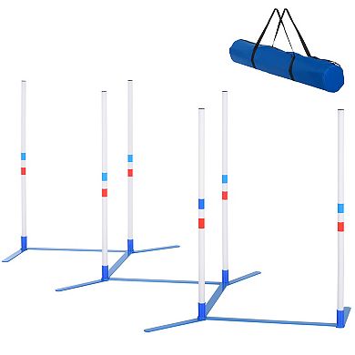 PawHut Adjustable Dog Agility Training Obstacle Set with Weaves Poles and Storage Bag