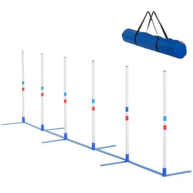 PawHut Adjustable Dog Agility Training Obstacle Set with Weaves Poles and Storage Bag