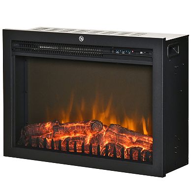 24" 1500w Electric Fireplace Insert Recessed Heater, W/ Remote Control, Black