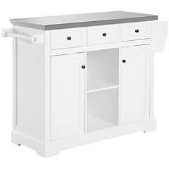 HOMCOM 27 Rolling Kitchen Island Cart with Drawer and Glass Door