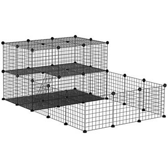 PawHut Pet Playpen Small Animal Cage 47 Panels for Rabbit, Guinea Pig