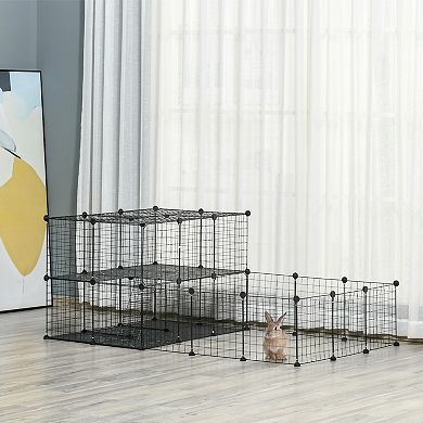 PawHut Pet Playpen Small Animal Cage 47 Panels for Rabbit, Guinea Pig